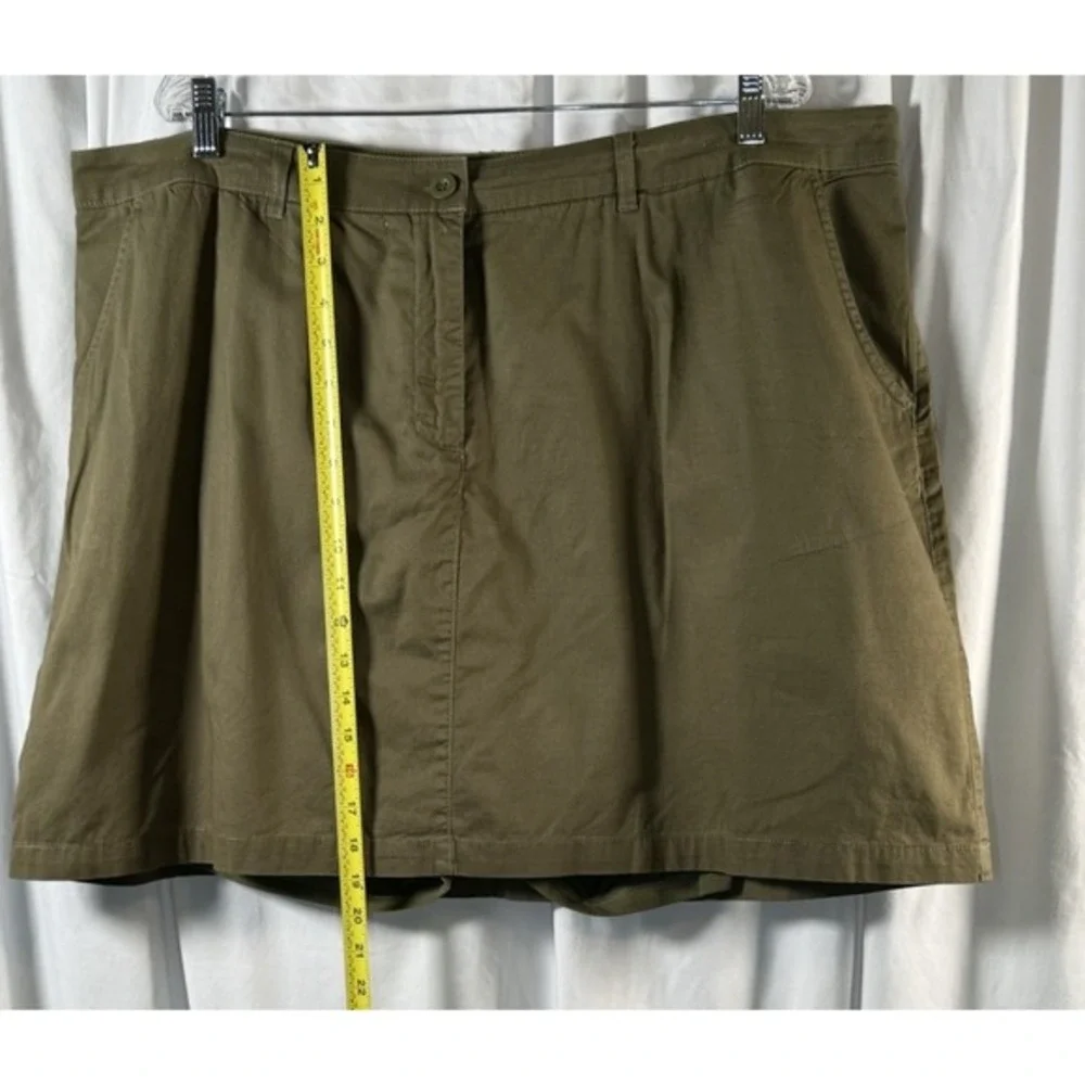 Ellos Olive Green Cotton Blend‎ Stretch Skort Plus 22 Mini Skirt Casual  82-20